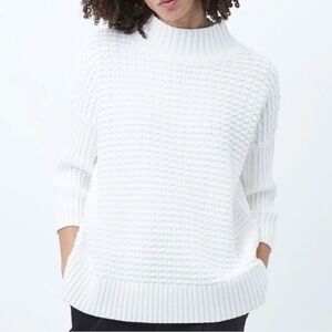 NWT French Connection Women’s Sweater White size XL Mozart Popcorn High Neck